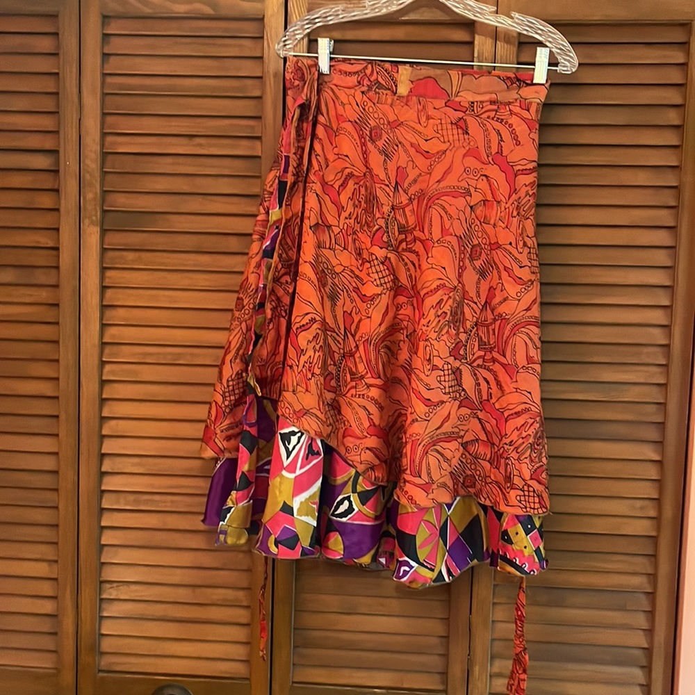 Kariza Vintage Silk Blend Wrap Skirt Boho Gypsy - New with Tags
